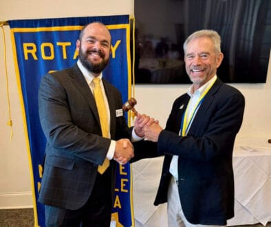 Chase Villeret inducted as 2025-26 President of the Northlake-Mandeville Rotary Club at an induction ceremony.