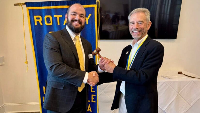 Chase Villeret inducted as 2025-26 President of the Northlake-Mandeville Rotary Club at an induction ceremony.
