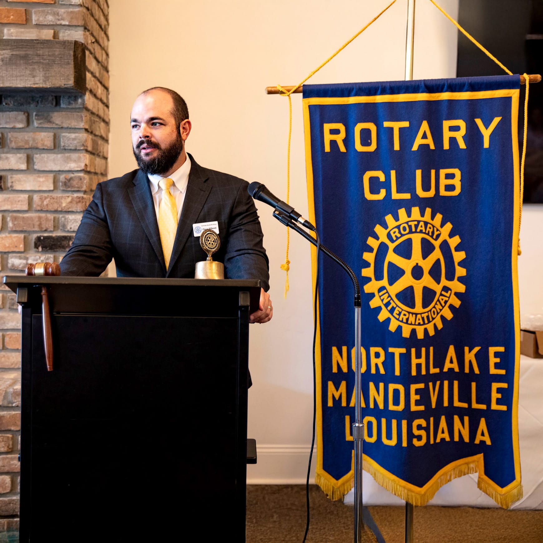 Northlake-Mandeville Rotary Club President, Chase Villeret, speaking